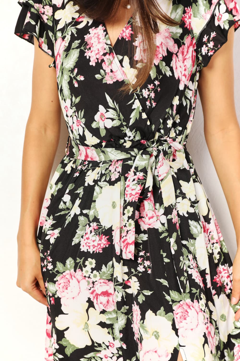 Double tie wrap outlet dress in blush