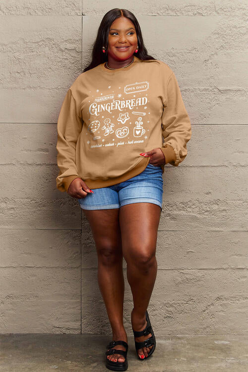 Simply Love Full Size GINGERBREAD Long Sleeve Sweatshirt