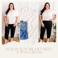 1.29 Sequin & Pearl Detailed Top In Cream