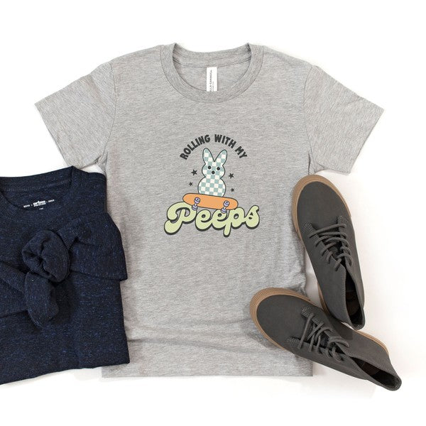 Rolling With My Peeps Script Youth Graphic Tee