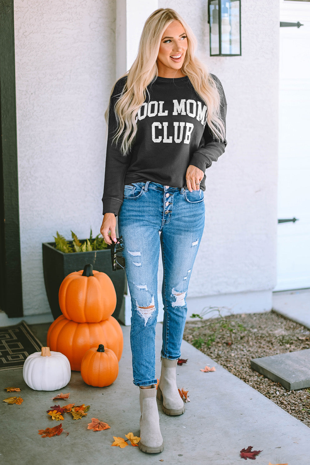 COOL MOM CLUB Round Neck Short Sleeve Sweatshirt - Main Image