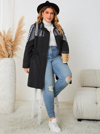 Plus Size Drawstring Waist Trench Coat