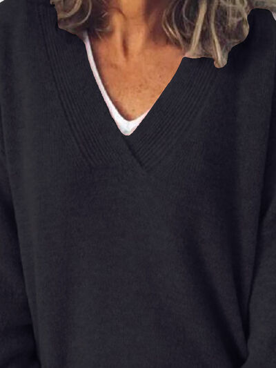 V-Neck Dropped Shoulder Sweater