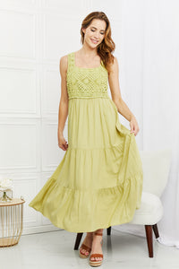 HEYSON Summer Dream Crochet Midi Dress in Lime