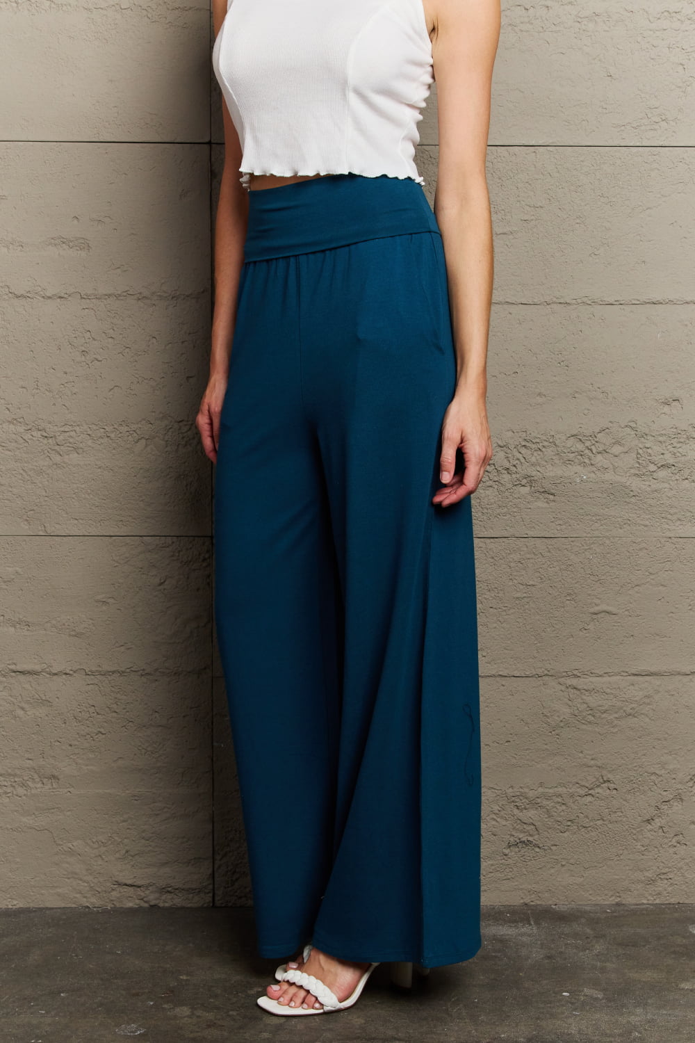 Blue Solid Palazzo Pants With Tassels At The Bottom – FusionBeats.in