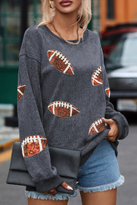 Sequin Football Patch Corduroy Sweatshirt