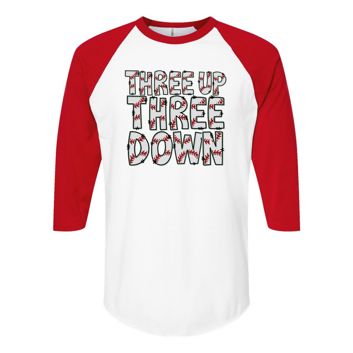 Three Up Three Down Raglan Graphic Tee