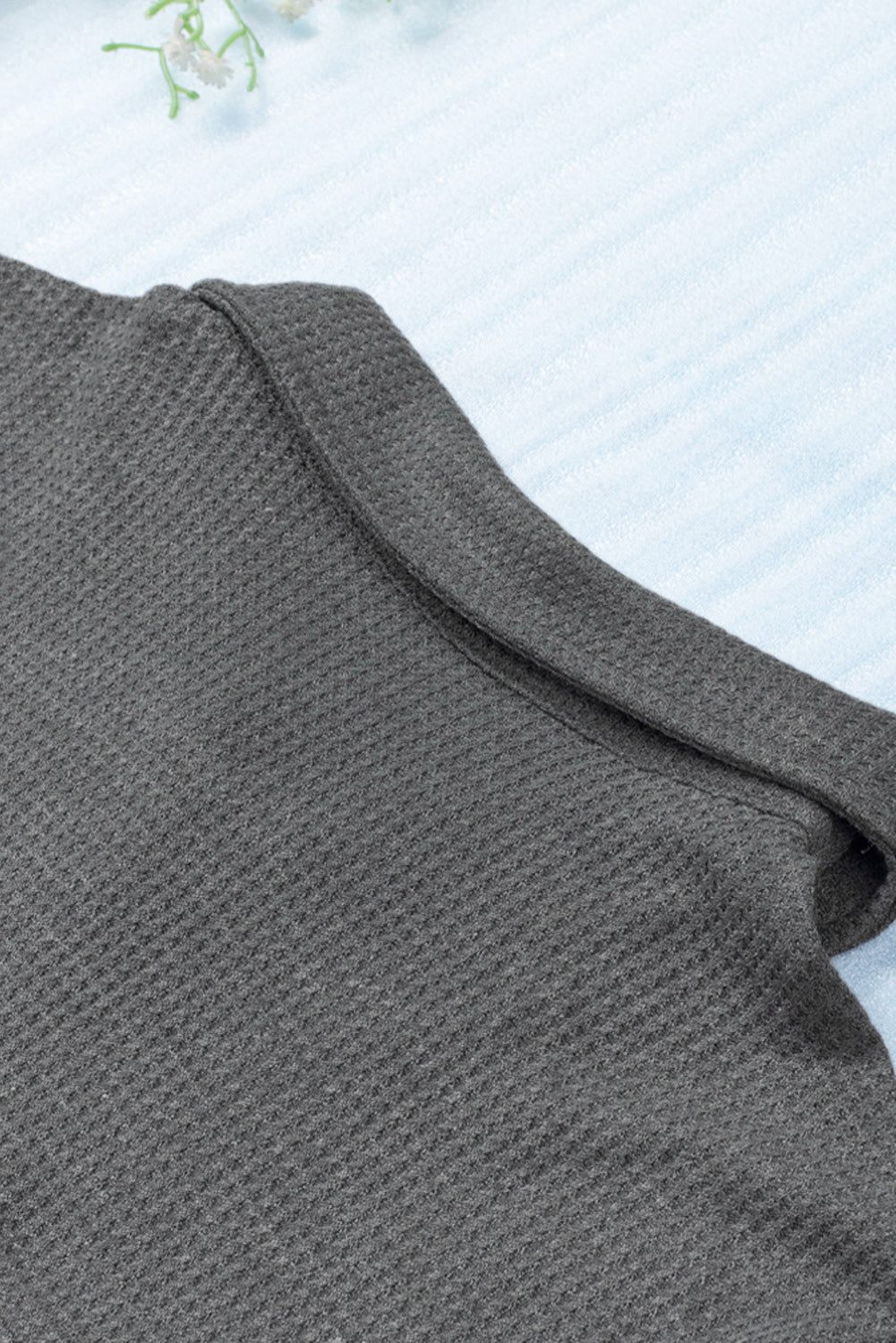 Contrast Waffle-Knit Shirt Jacket