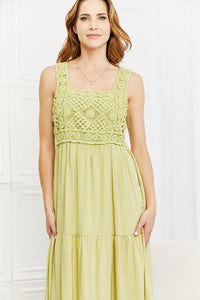 HEYSON Summer Dream Crochet Midi Dress in Lime
