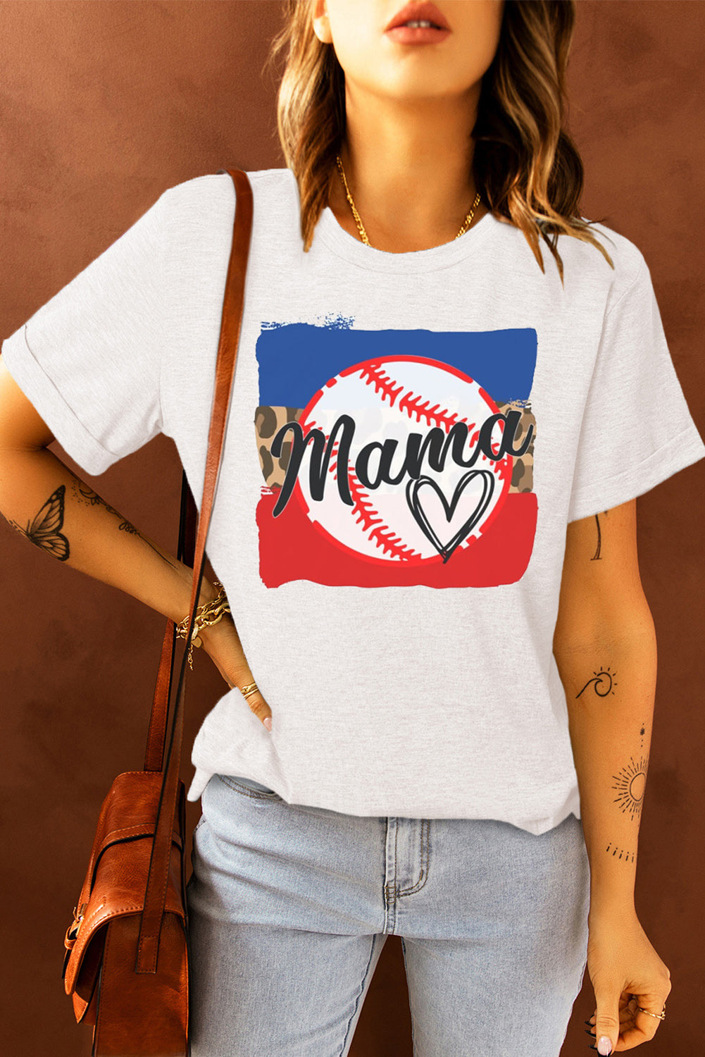 MAMA Heart Graphic Round Neck T-Shirt