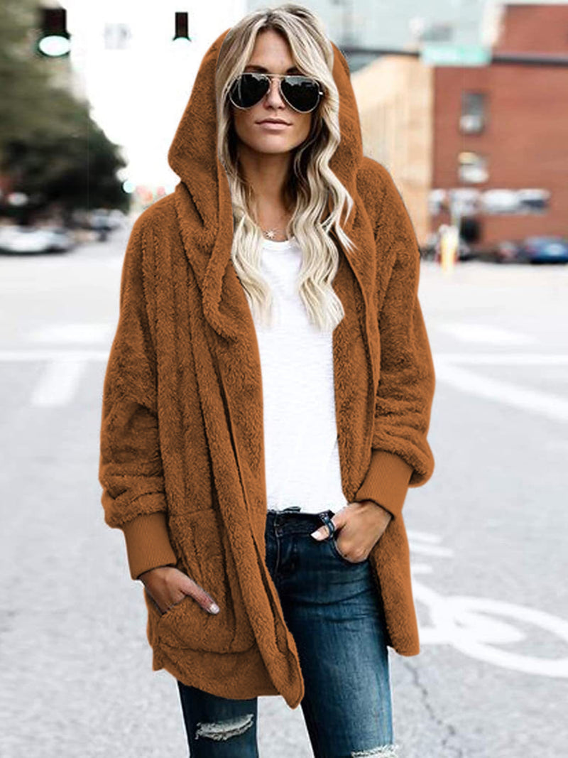 Teddy Hooded Jacket with Pockets