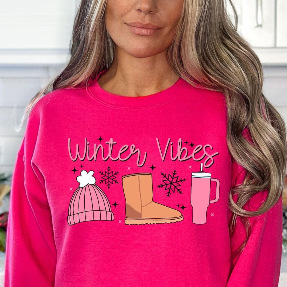 Winter Vibes Sweatshirt in pink