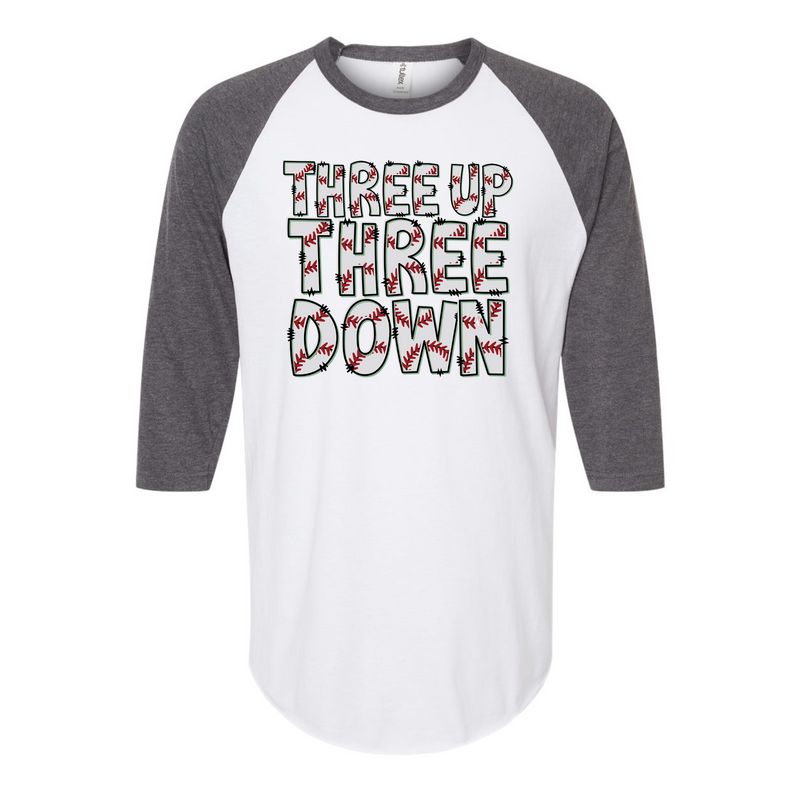 Three Up Three Down Raglan Graphic Tee