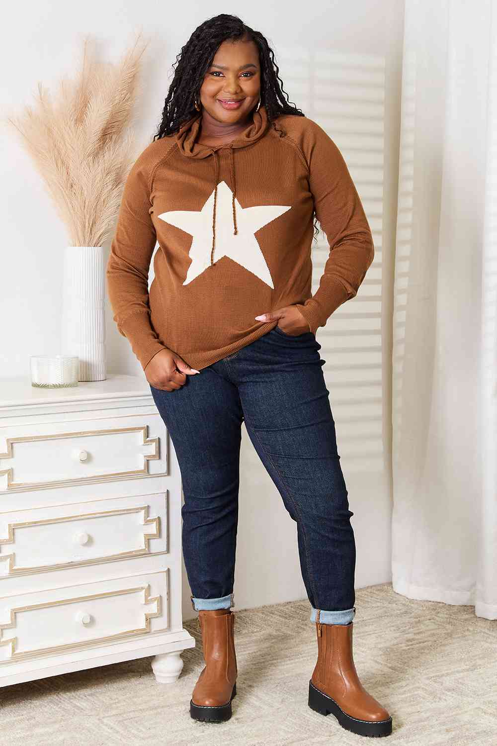 Heimish Full Size Star Graphic Hooded Sweater