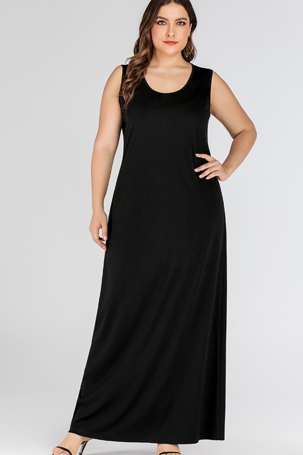 Plus Size Scoop Neck Maxi Tank Dress Black / 4XL Plus Size Scoop Neck Maxi Tank Dress Black / 4XL