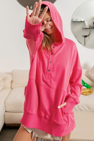 Pink half best sale sleeve hoodie