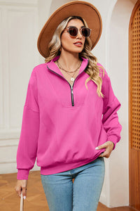 Half Zip Dropped Shoulder Sweatshirt