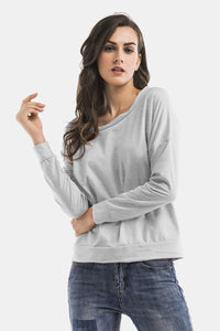 Cold-Shoulder Asymmetrical Neck Sweatshirt