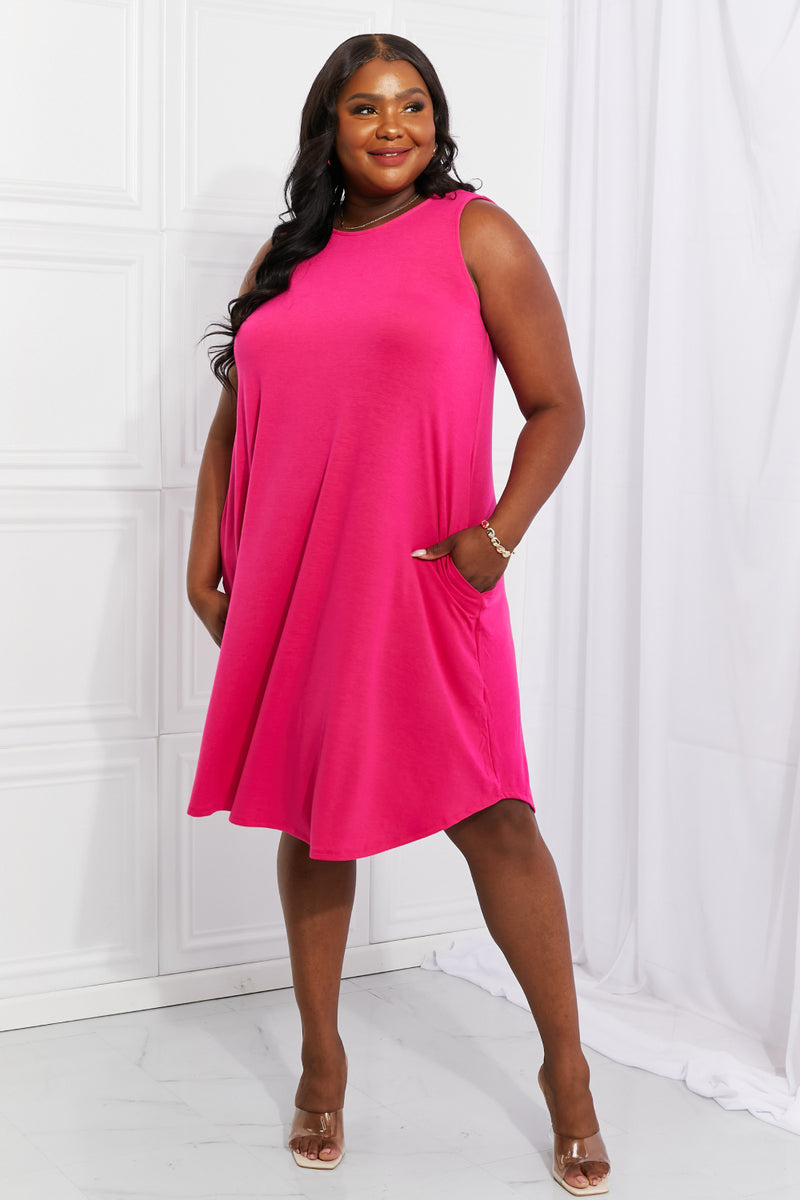 Zenana Full Size Still In Love Sleeveless Midi Dress