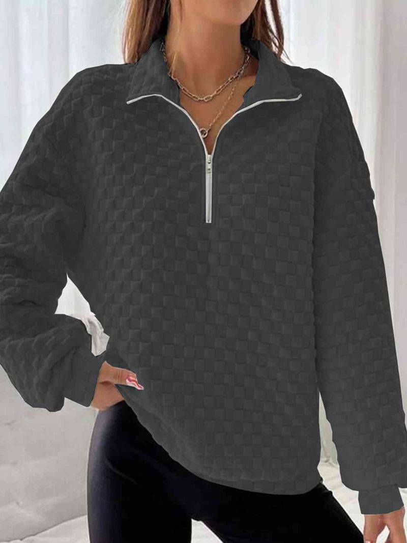 Half Zip Collared Neck Sweatshirt