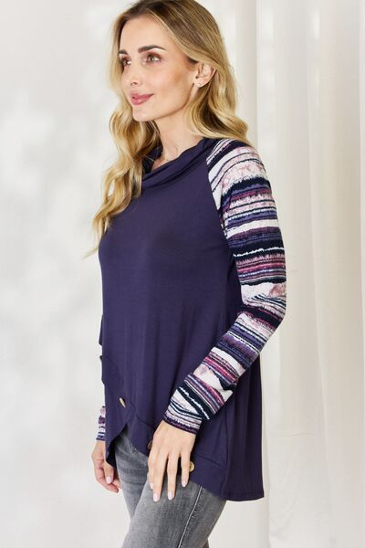 Celeste Full Size Buttoned Striped Long Sleeve Top