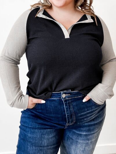 women's plus size waffle shirt