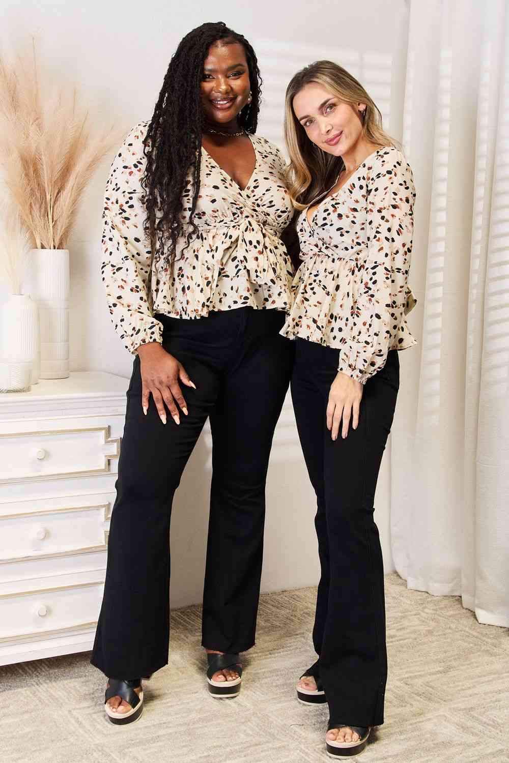 plunge peplum top