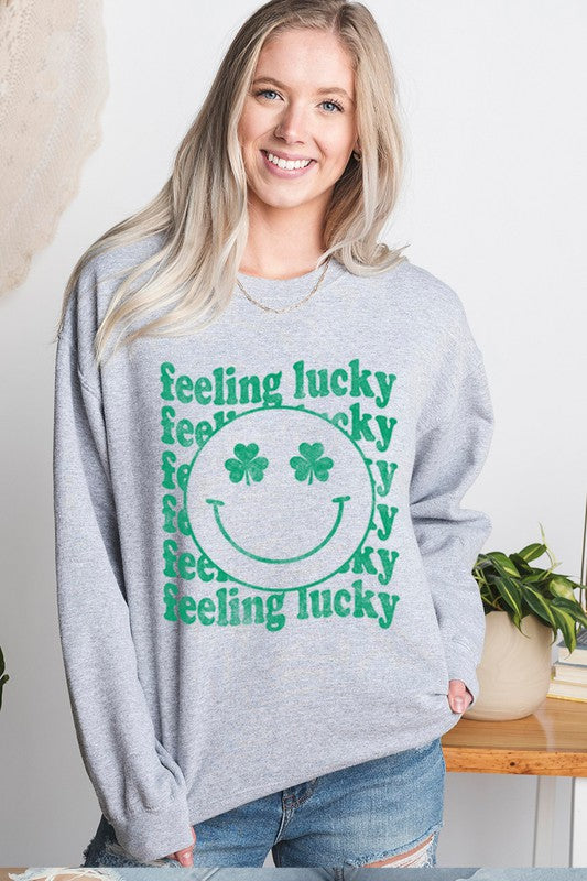 LUCKY SMILE FACE  GRAPHIC SWEATSHIRTS