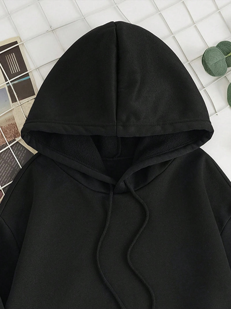 Drawstring Dropped Shoulder Hoodie