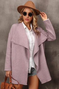 Waterfall Collar Longline Cardigan with Side Pockets