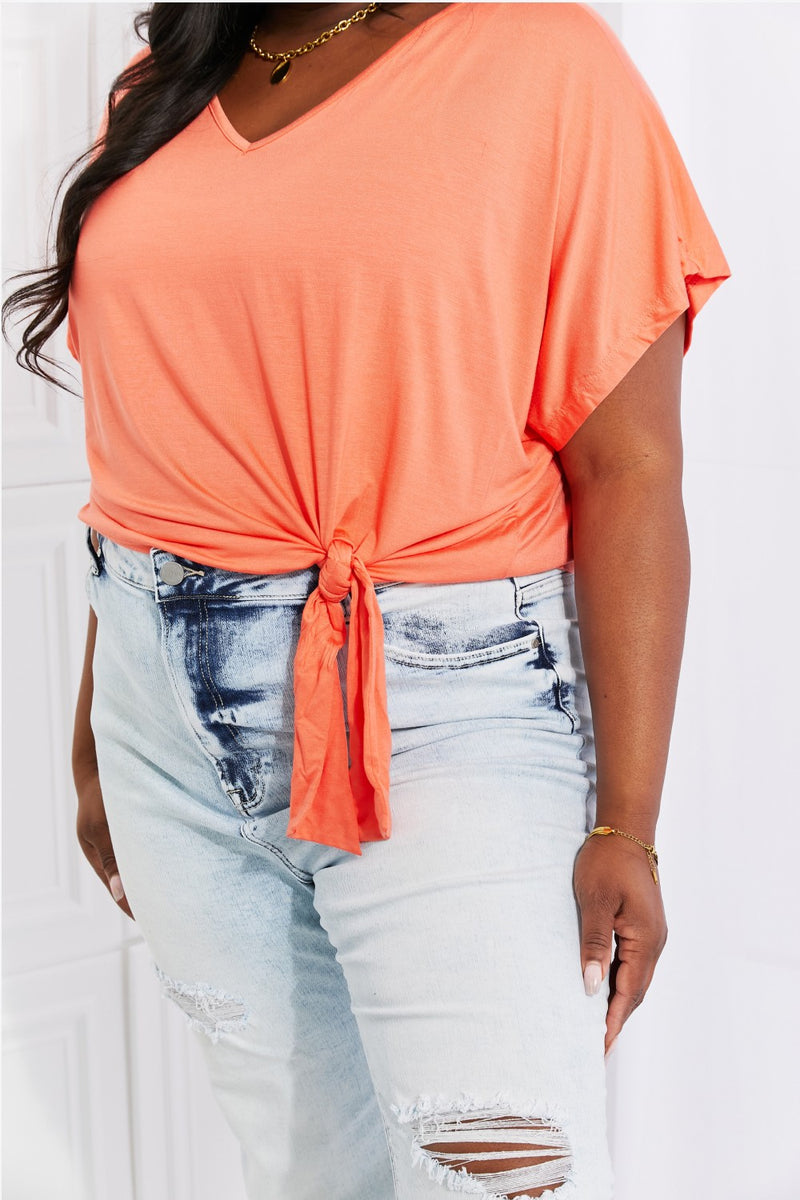 White Birch Full Size Just Peachy Tied Top