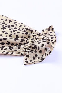 Printed Tie-Neck Flounce Sleeve Tiered Dress