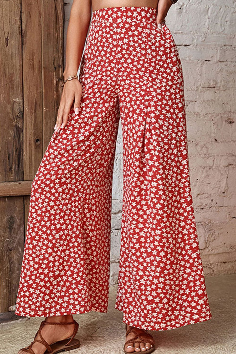 Floral High-Rise Wide Leg Flare Pants