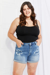 VERVET Worth It Full Size Distressed Denim Shorts