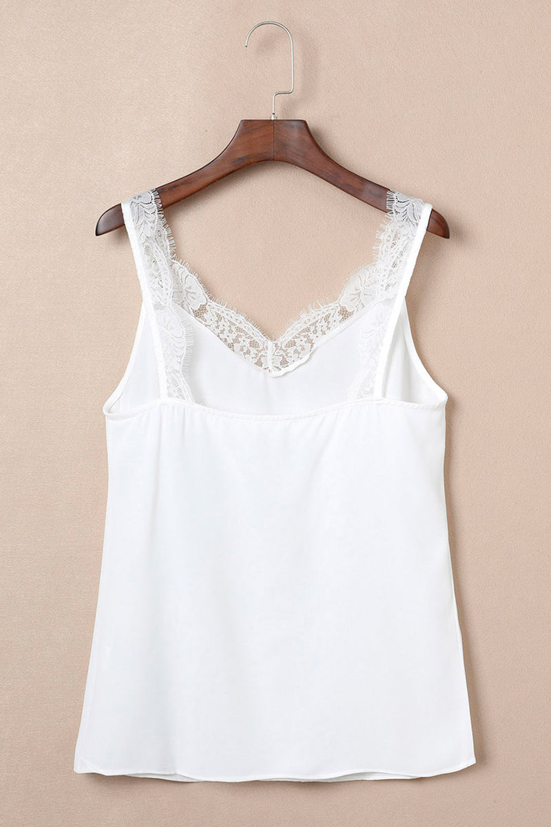 Lace Detail Bow Graphic V-Neck Tank