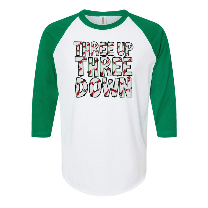 Three Up Three Down Raglan Graphic Tee