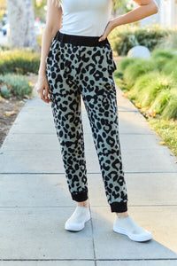 Celeste Design Full Size Leopard Contrast Sweatpants