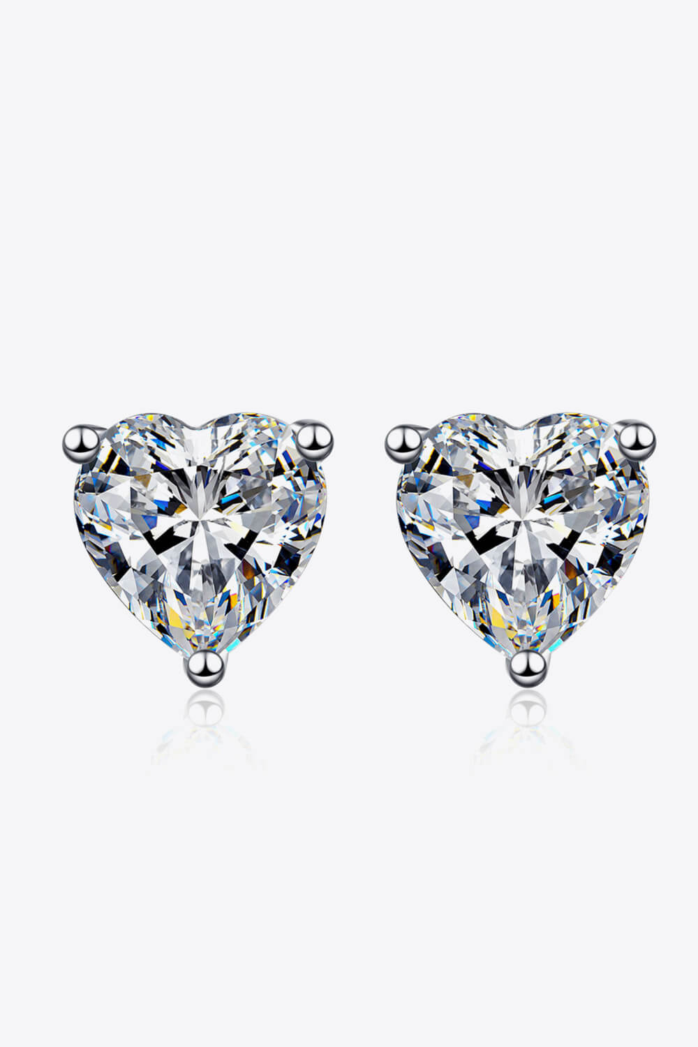 2 Carat Moissanite Heart-Shaped Stud Earrings