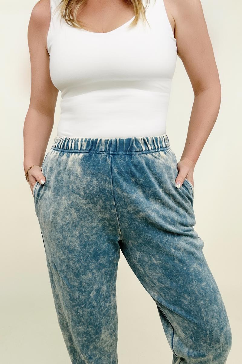 Zenana Acid Wash Jogger Pants with Pockets