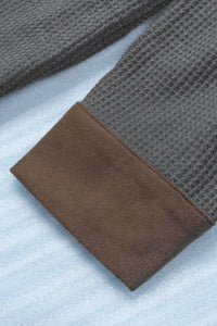 Contrast Waffle-Knit Shirt Jacket