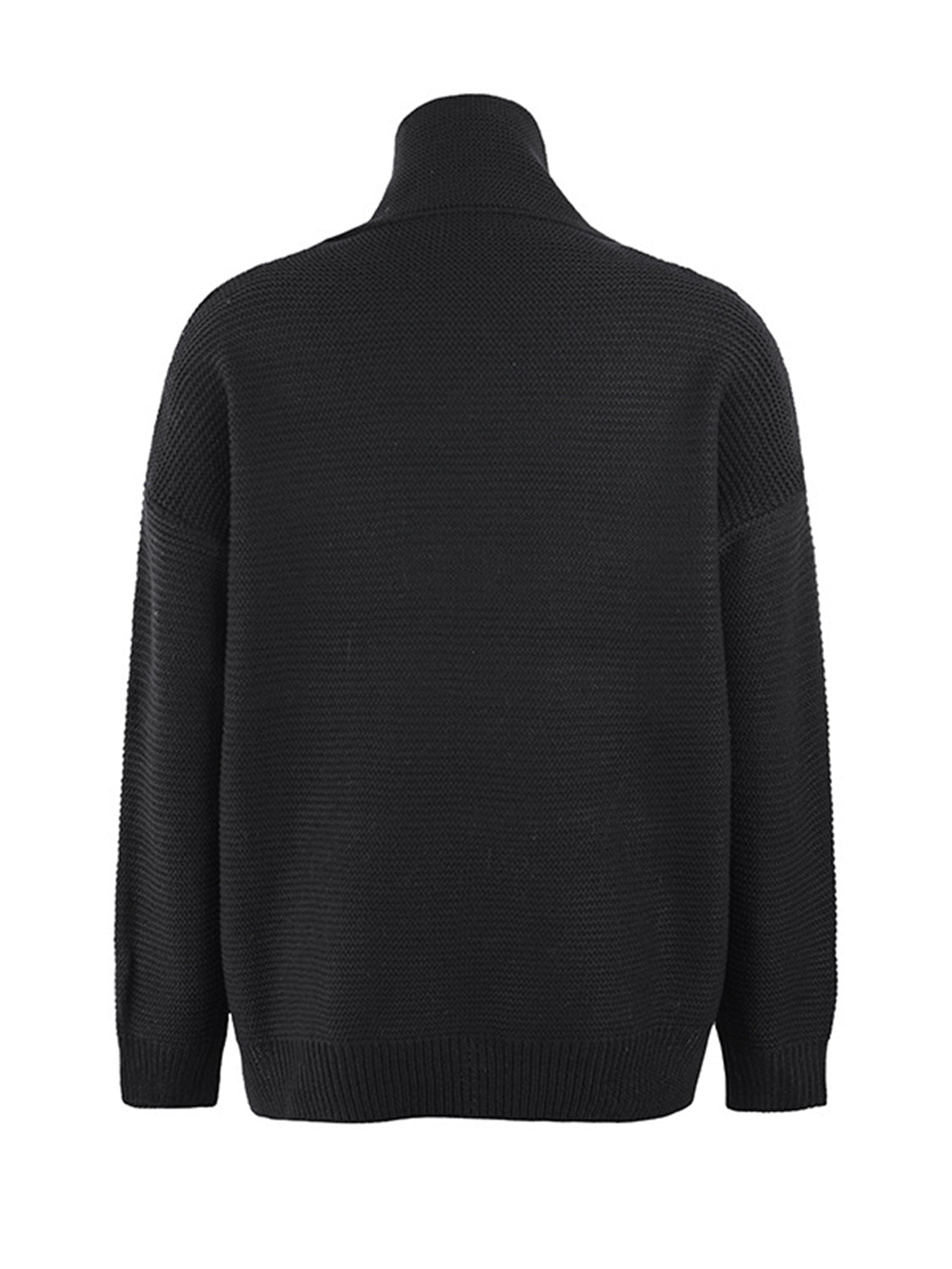 Turtleneck Dropped Shoulder Slit Sweater