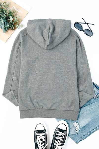 Lace-Up Dropped Shoulder Hoodie