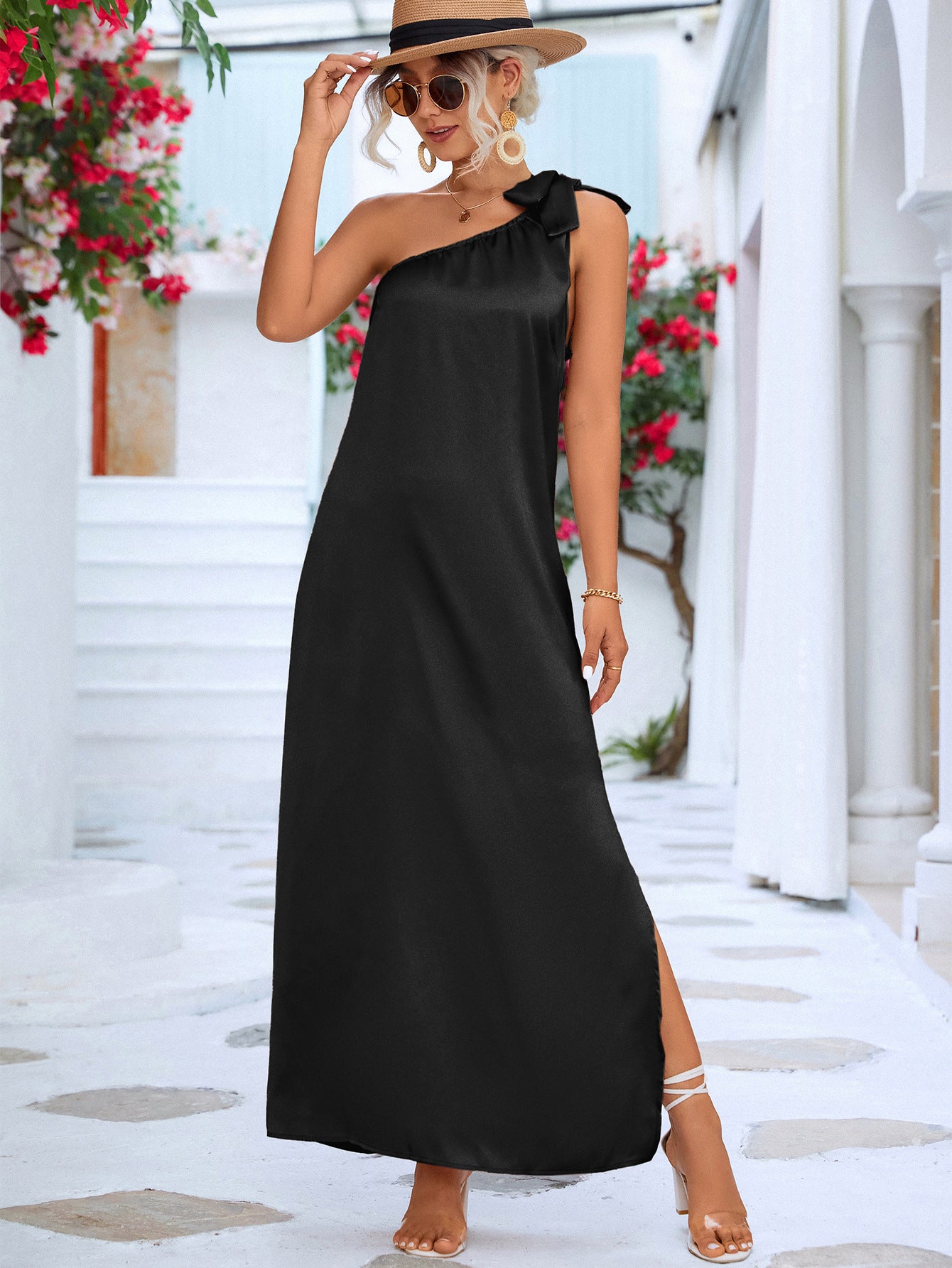 Casual one 2025 shoulder maxi dress