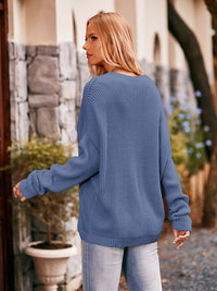 Waffle-Knit Long Sleeve Sweater