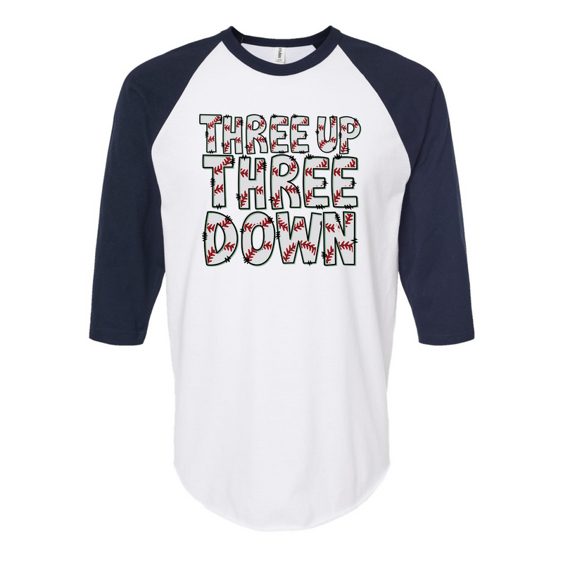 Three Up Three Down Raglan Graphic Tee