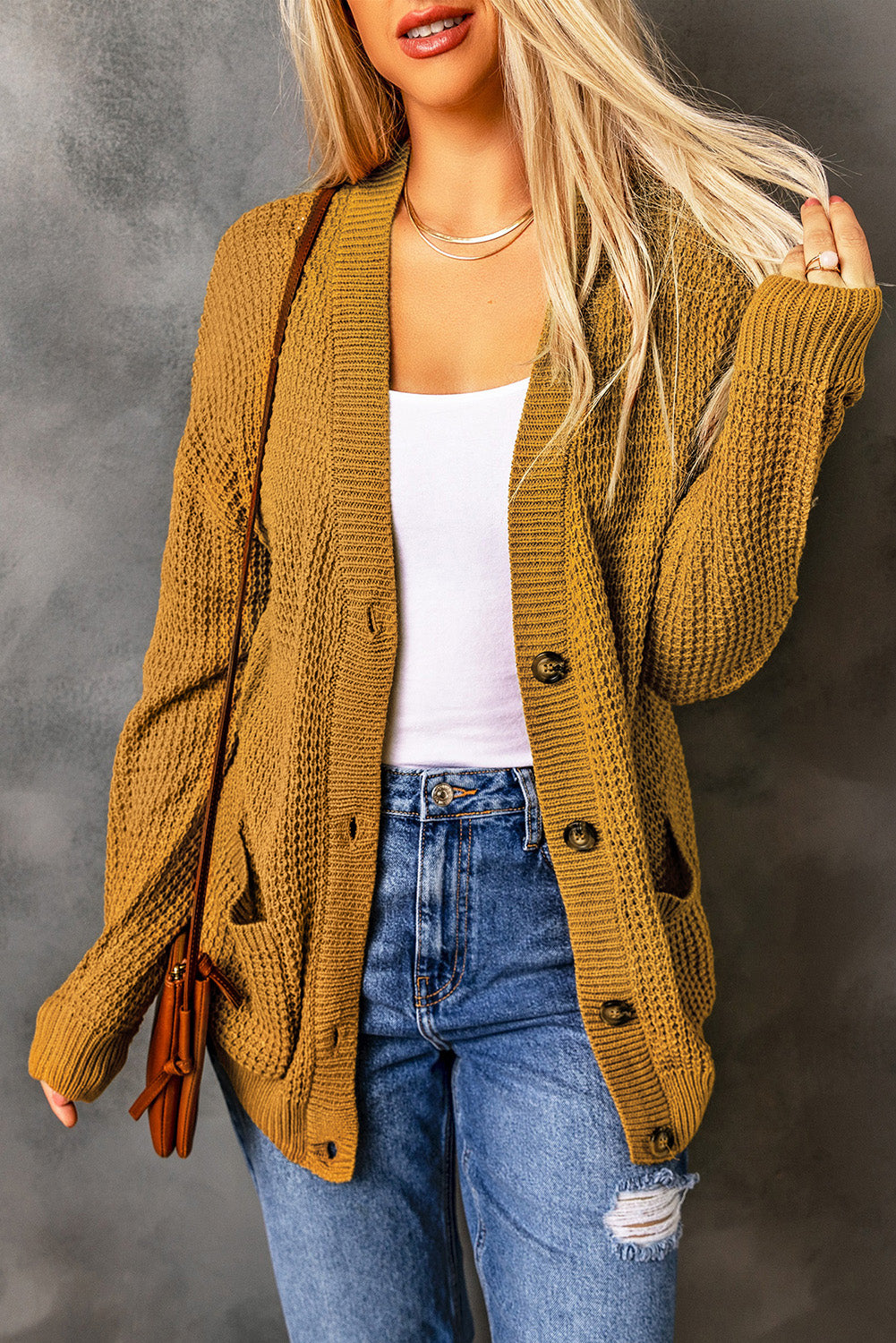 Mustard button clearance cardigan