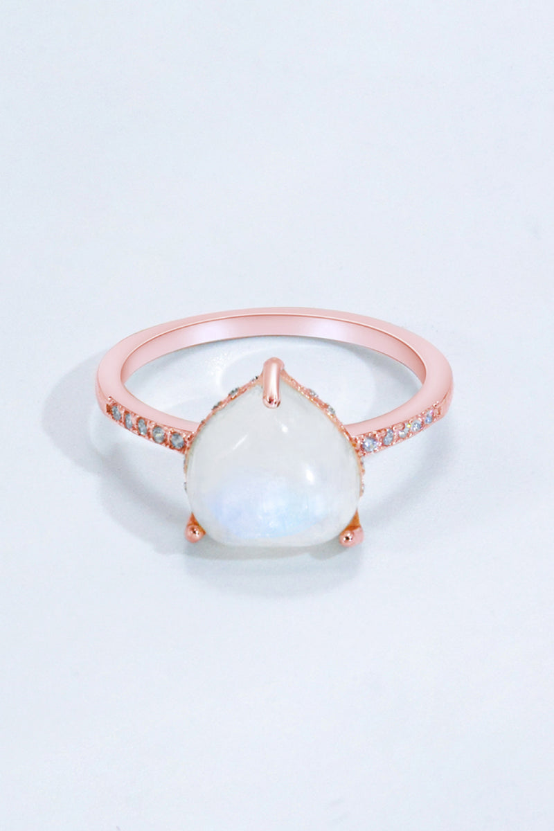Heart-Shaped Natural Moonstone Ring