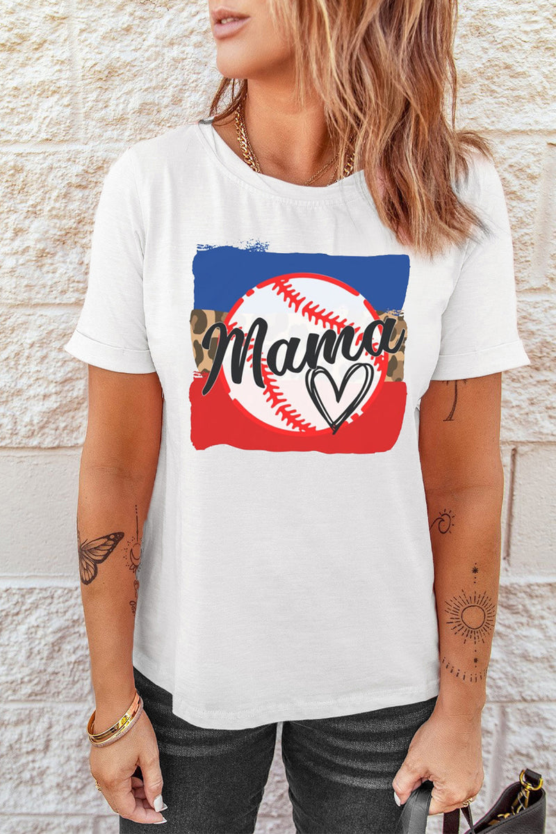 MAMA Heart Graphic Round Neck T-Shirt