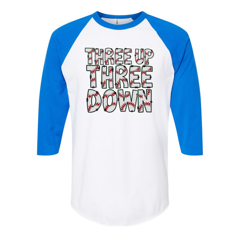 Three Up Three Down Raglan Graphic Tee