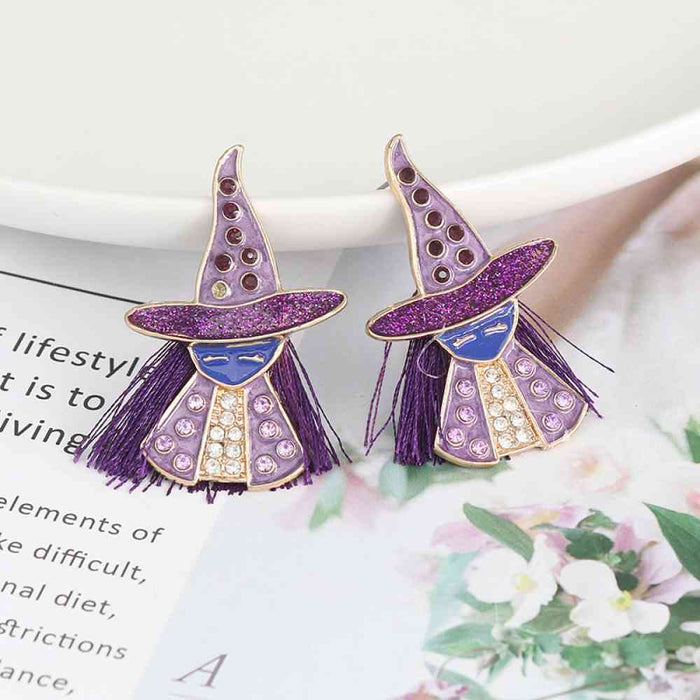Witch Rhinestone Alloy Earrings